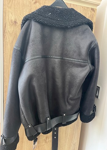m Beden Zara mont Siyah Kürklü Deri Biker Ceket