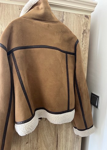 xl Beden Zara Kürklü Kahverengi Süet Kısa Mont