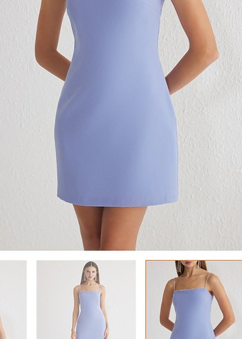 36 Beden mor Renk Mor Midi Straplez Elbise