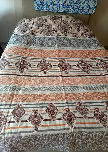 Turkuaz ve Bej Renkli Yatak Örtüsü pikeler - Görsel 3