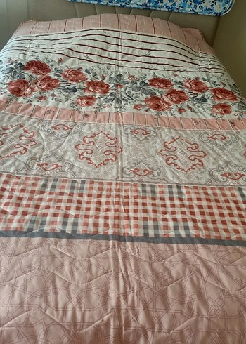 Turkuaz ve Bej Renkli Yatak Örtüsü pikeler - Görsel 9