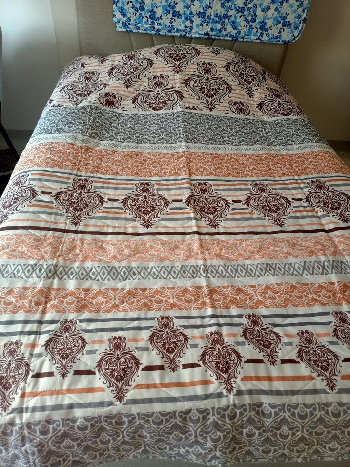 Turkuaz ve Bej Renkli Yatak Örtüsü pikeler - Görsel 3