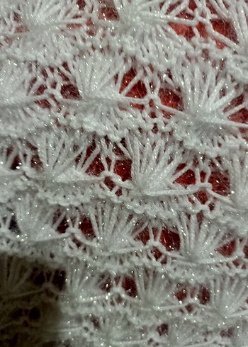 Kadın Beyaz Dantel Detaylı Örgü Şal - Görsel 3