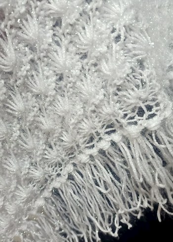 Kadın Beyaz Dantel Detaylı Örgü Şal - Görsel 4