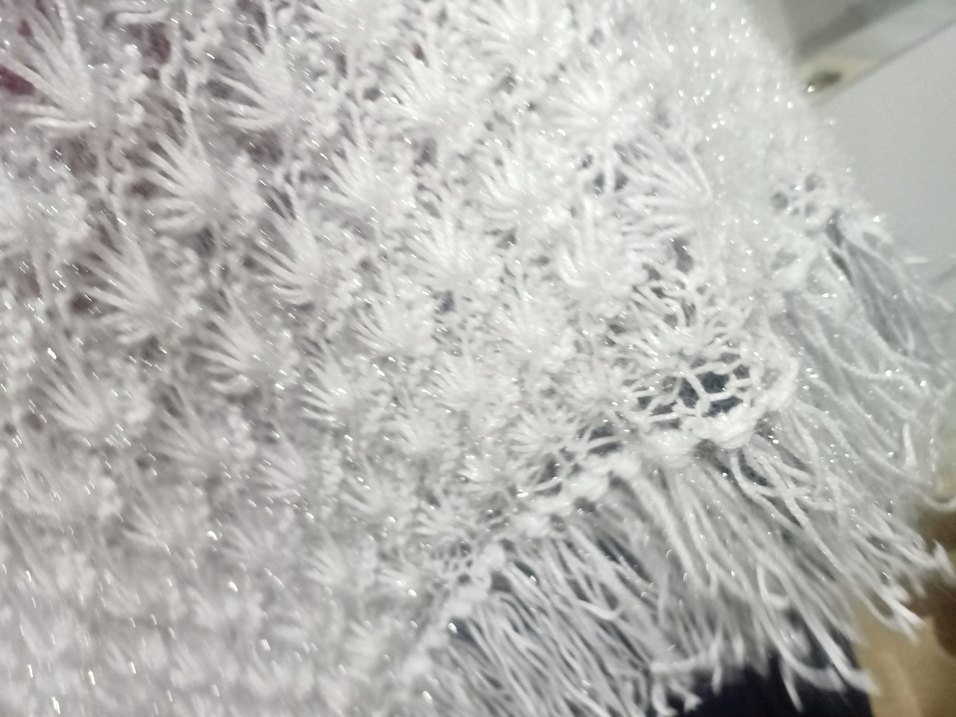 Kadın Beyaz Dantel Detaylı Örgü Şal - Görsel 5