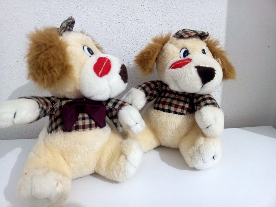 Kahverengi Ekose Desenli Peluş Köpek Oyuncak - Görsel 3