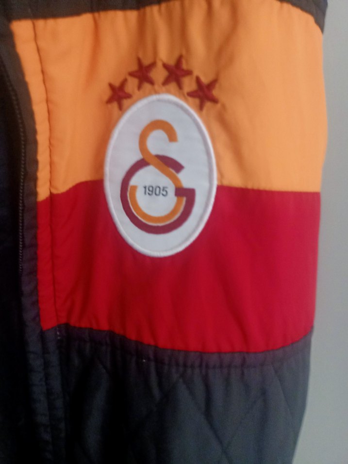 Galatasaray Baskılı Siyah Kapüşonlu Yelek - Görsel 3