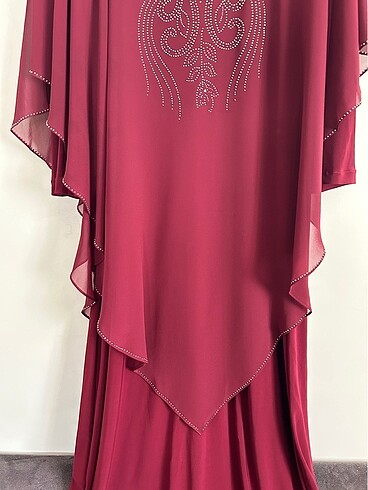 xxl Beden bordo Renk İşlemeli yeni abiye elbise