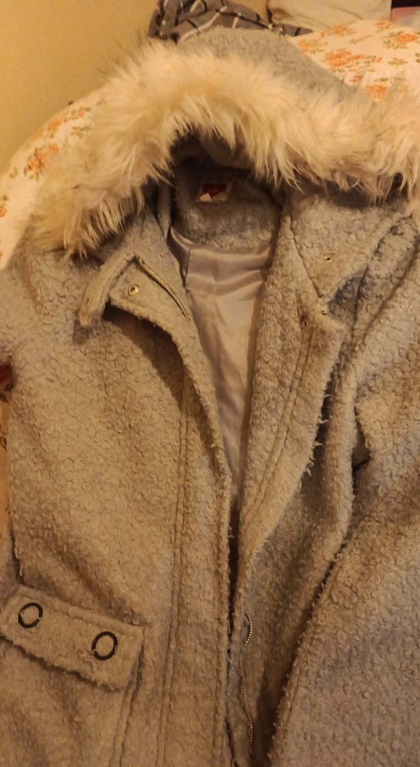 Gri Kadın Midi Boy Kürklü Ceket - Görsel 4