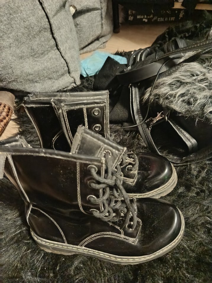 Siyah Deri Kürklü Platform Topuklu Botlar - Görsel 5