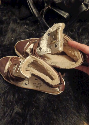 Kahverengi Kürklü Deri Dolgu Topuklu Sneakers - Görsel 3