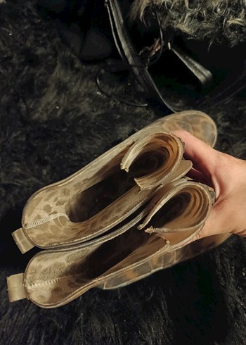 Leopar Desenli Kahverengi Yüksek Topuklu Deri Bot - Görsel 3