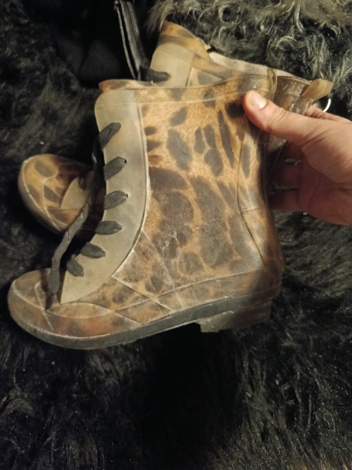 Leopar Desenli Kahverengi Yüksek Topuklu Deri Bot - Görsel 4