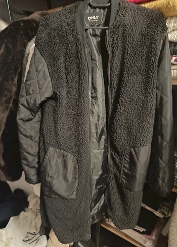Gri Uzun Kollu Peluş Kadın Ceket - Görsel 3