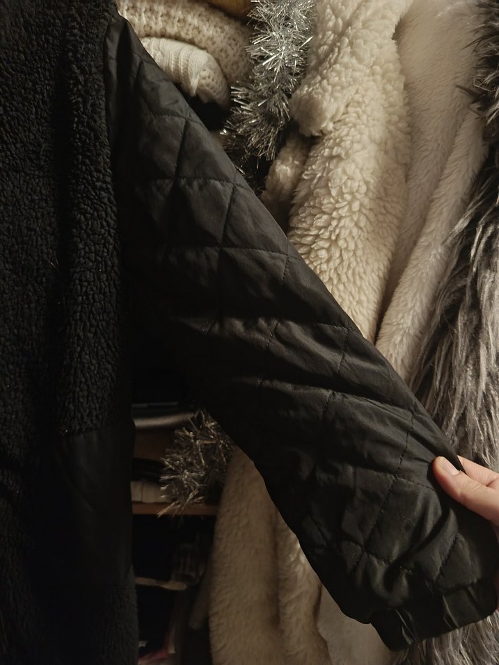 Gri Uzun Kollu Peluş Kadın Ceket - Görsel 2