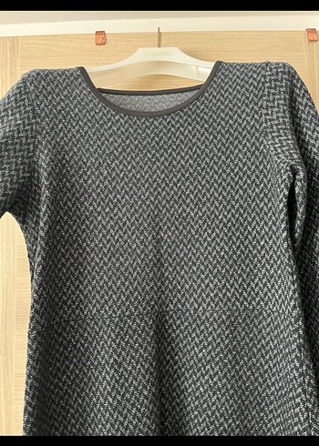 Gri Uzun Kollu Triko Kadın Elbise - Görsel 2