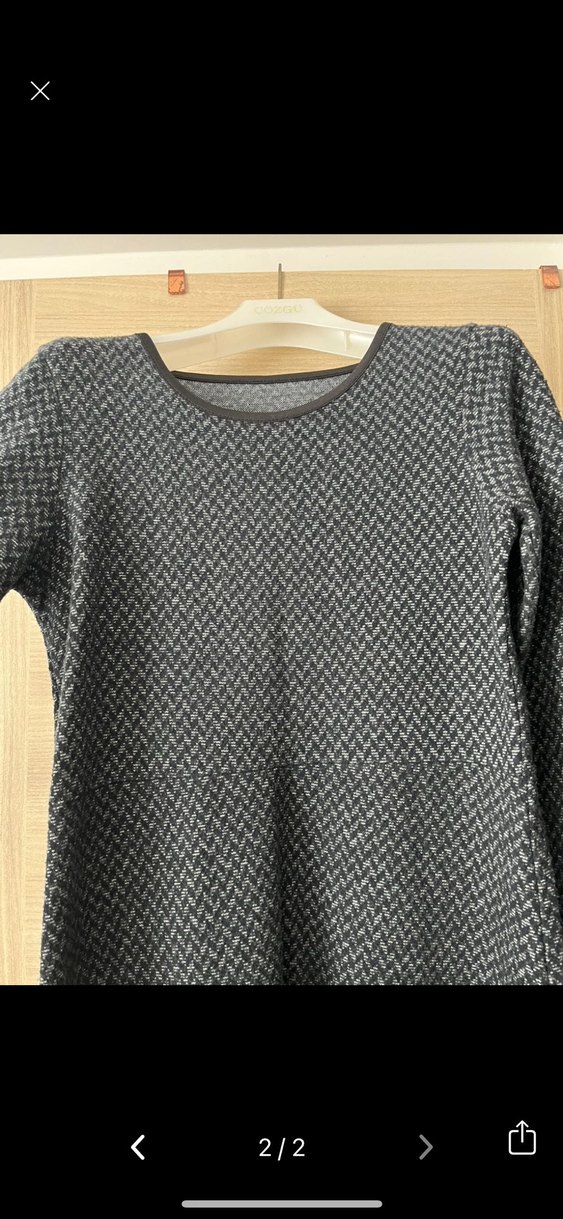 Gri Uzun Kollu Triko Kadın Elbise - Görsel 2