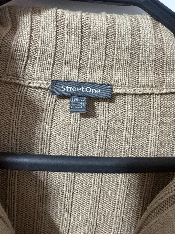 Bej Kadın Süet Triko Yarım Fermuarlı Hırka - Görsel 5