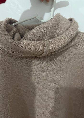 Bohem Tarz Bej Balıkçı Yaka Örgü Kadın Kazak - Görsel 3