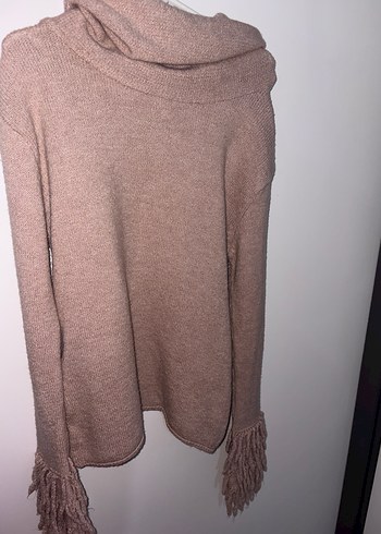 Bohem Tarz Bej Balıkçı Yaka Örgü Kadın Kazak - Görsel 5