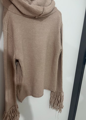 Bohem Tarz Bej Balıkçı Yaka Örgü Kadın Kazak - Görsel 2