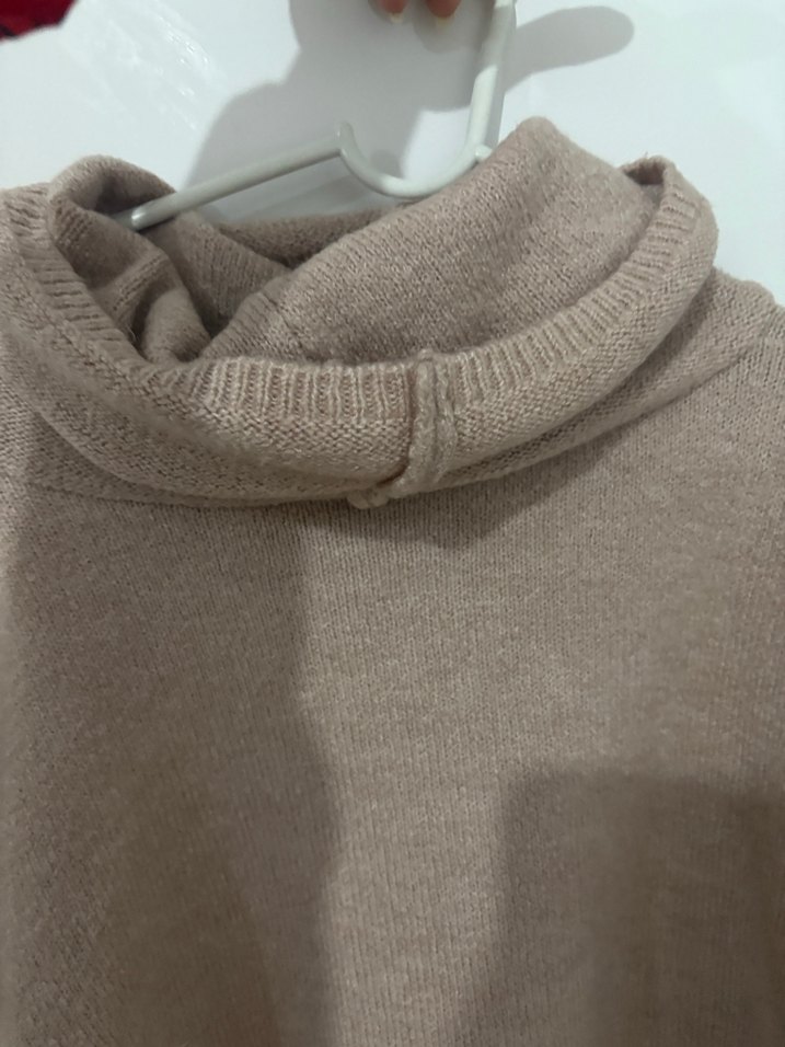 Bohem Tarz Bej Balıkçı Yaka Örgü Kadın Kazak - Görsel 3