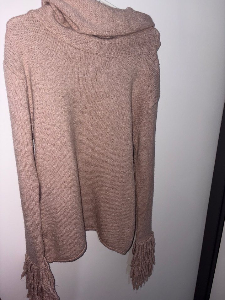 Bohem Tarz Bej Balıkçı Yaka Örgü Kadın Kazak - Görsel 5