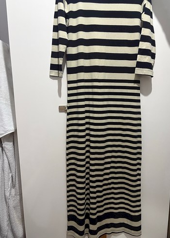 Uzun Kollu Çizgili Triko Elbise - Görsel 3