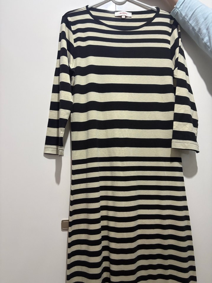 Uzun Kollu Çizgili Triko Elbise - Görsel 2