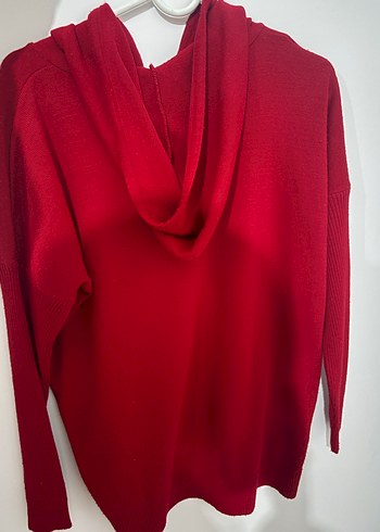 Kırmızı Kapüşonlu Kadın Sweatshirt - Görsel 3