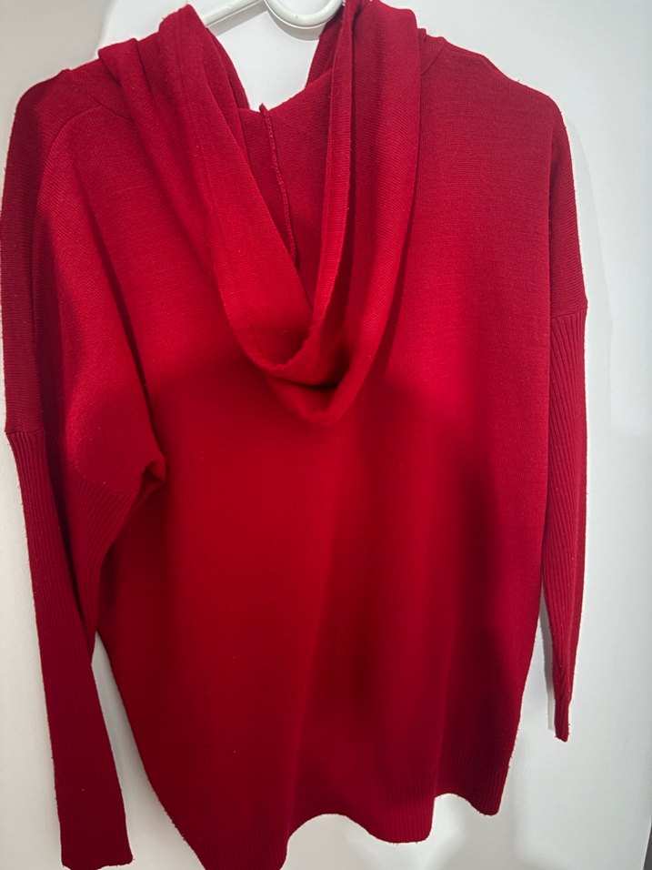 Kırmızı Kapüşonlu Kadın Sweatshirt - Görsel 3