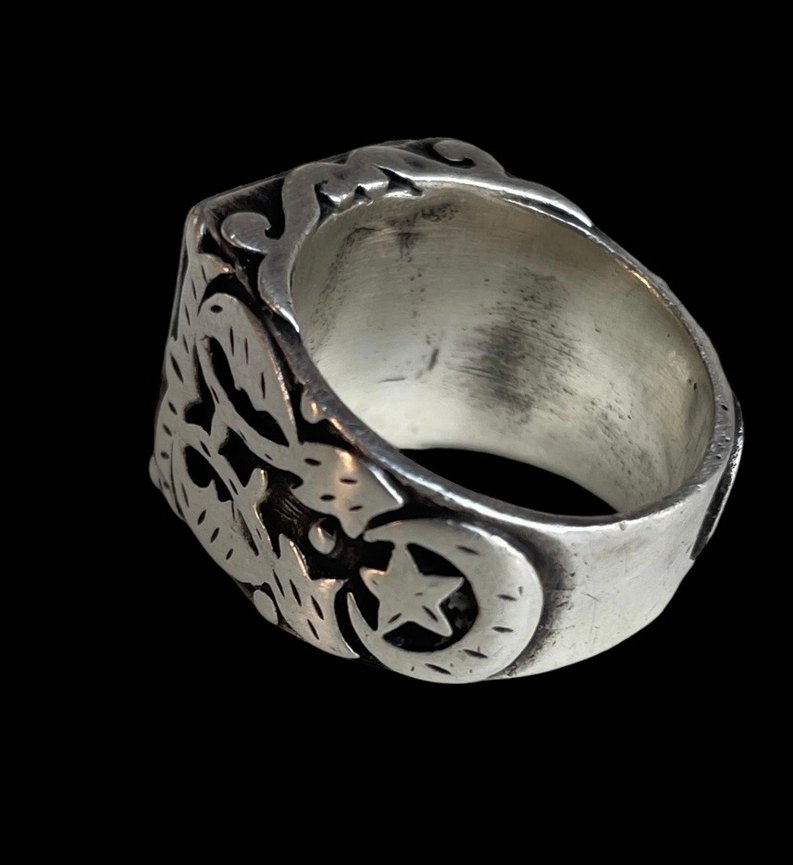 Eski Gümüş Mühür Yüzük - Görsel 3