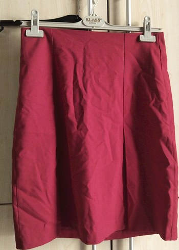 LC Waikiki Bordo Piliseli Hamile Midi Etek