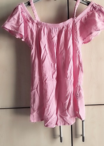 Pembe Bohem Keten Volanlı Bluz