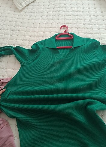 l Beden yeşil Renk triko elbise 