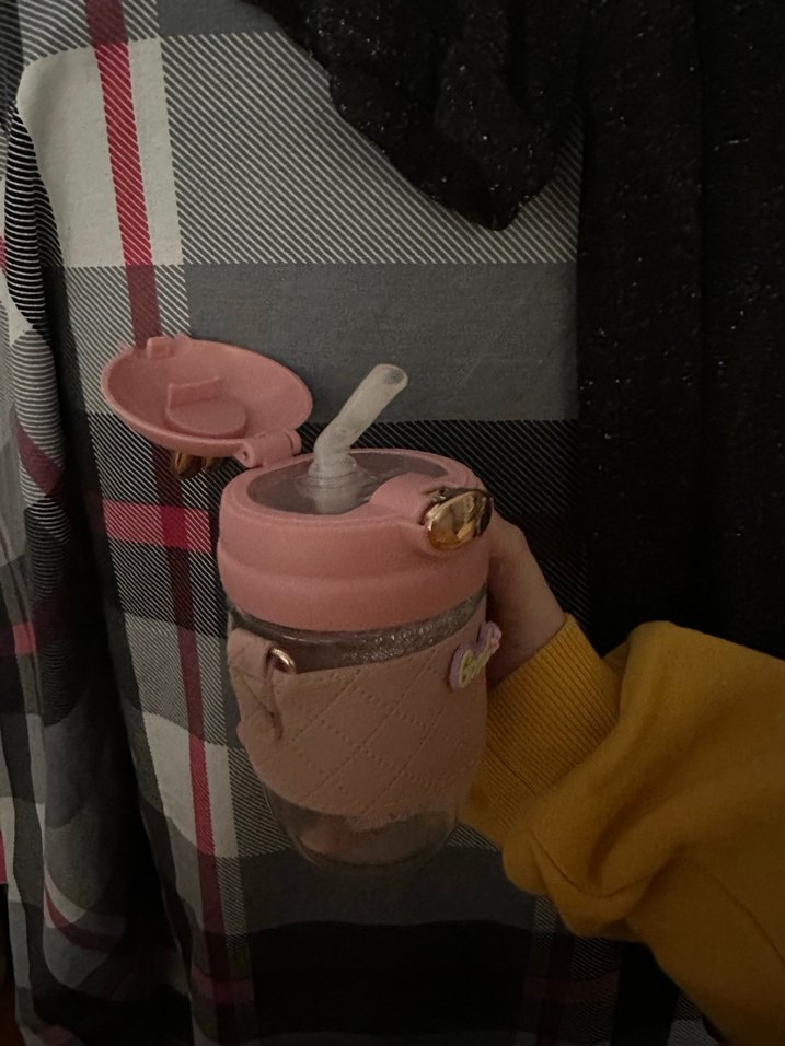 Pembe tavşanlı Çocuk cam şişe - Görsel 2