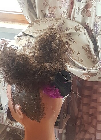  Beden Renk kıvırcık topuz tokası peruk 