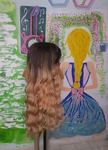 ombre uzun peruk koyu dip doğal - Görsel 3