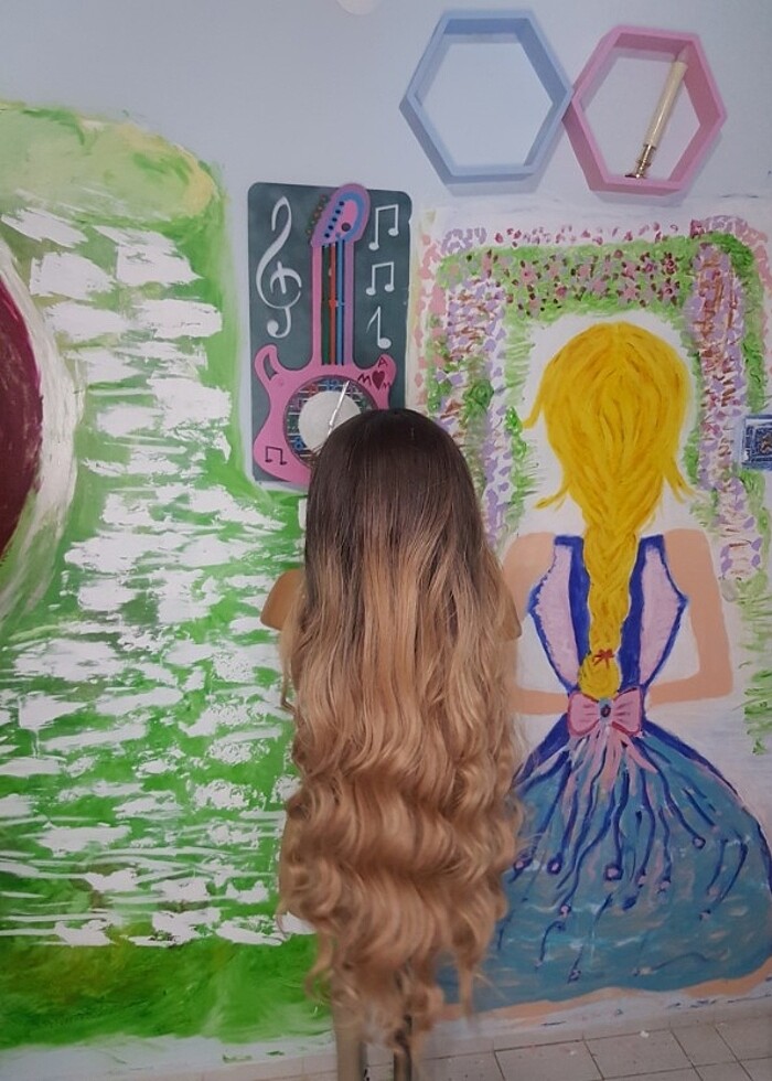 ombre uzun peruk koyu dip doğal - Görsel 4