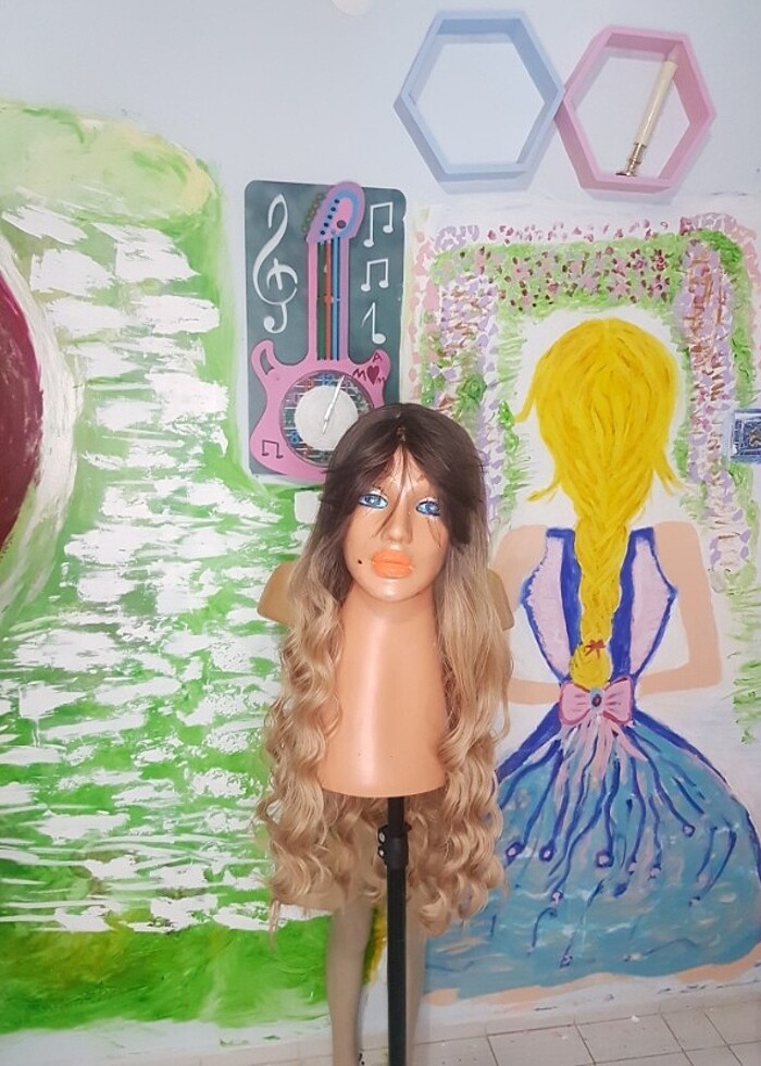 ombre uzun peruk koyu dip doğal - Görsel 2