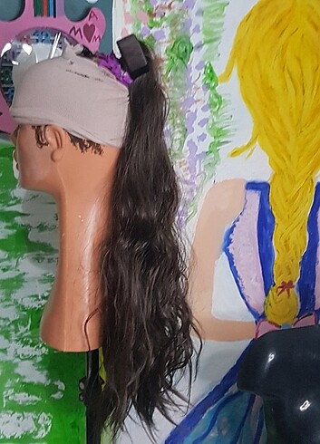 kahve rengi uzun at kuyruğu peruk  - Görsel 6