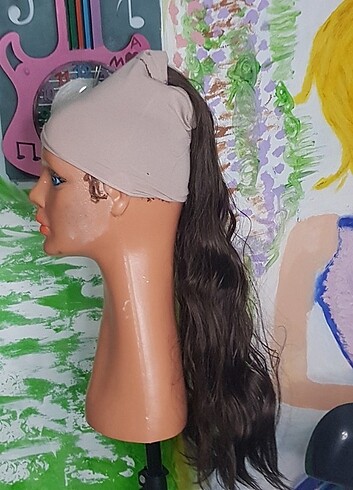 kahve rengi uzun at kuyruğu peruk  - Görsel 7