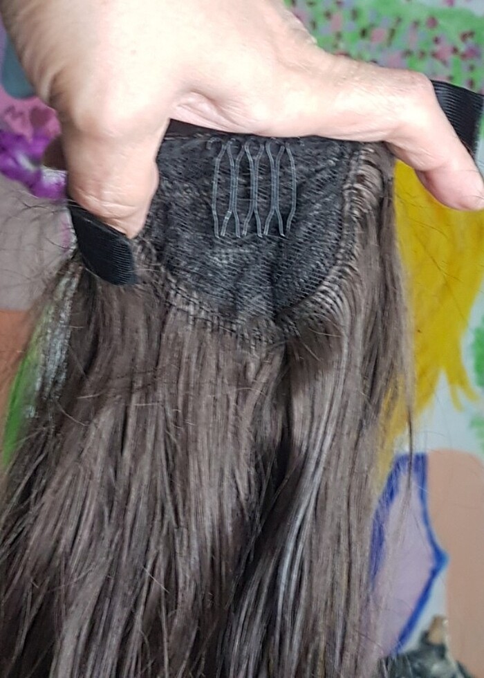 kahve rengi uzun at kuyruğu peruk  - Görsel 3