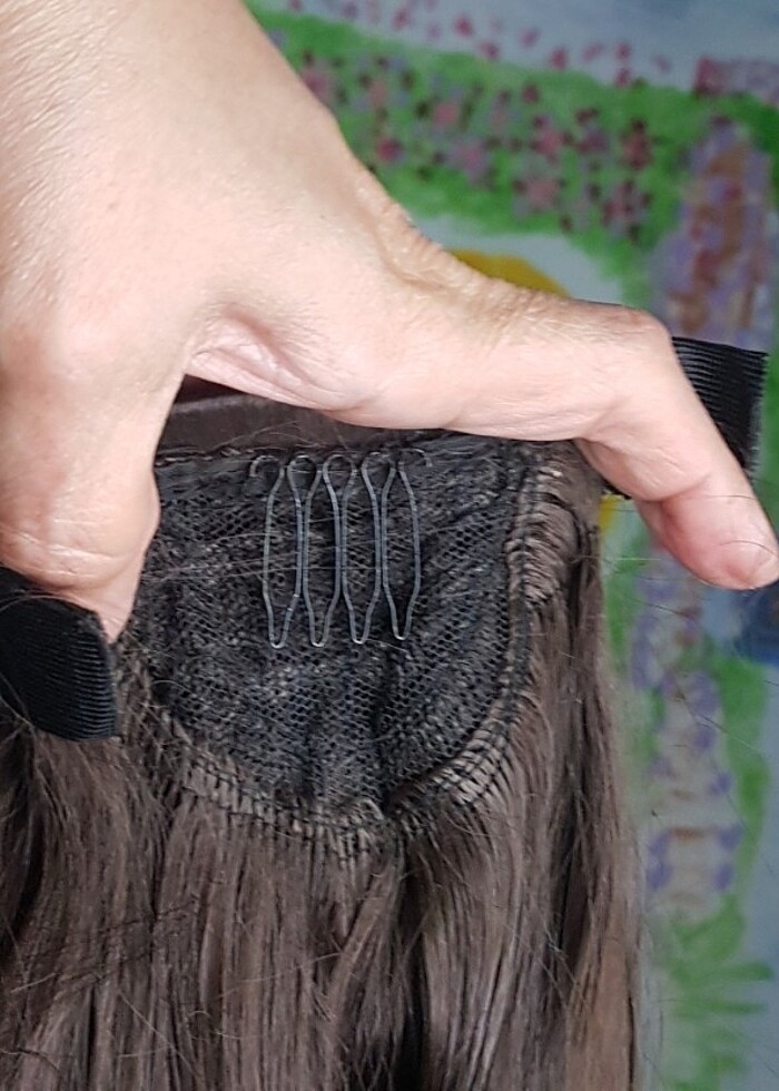 kahve rengi uzun at kuyruğu peruk  - Görsel 5