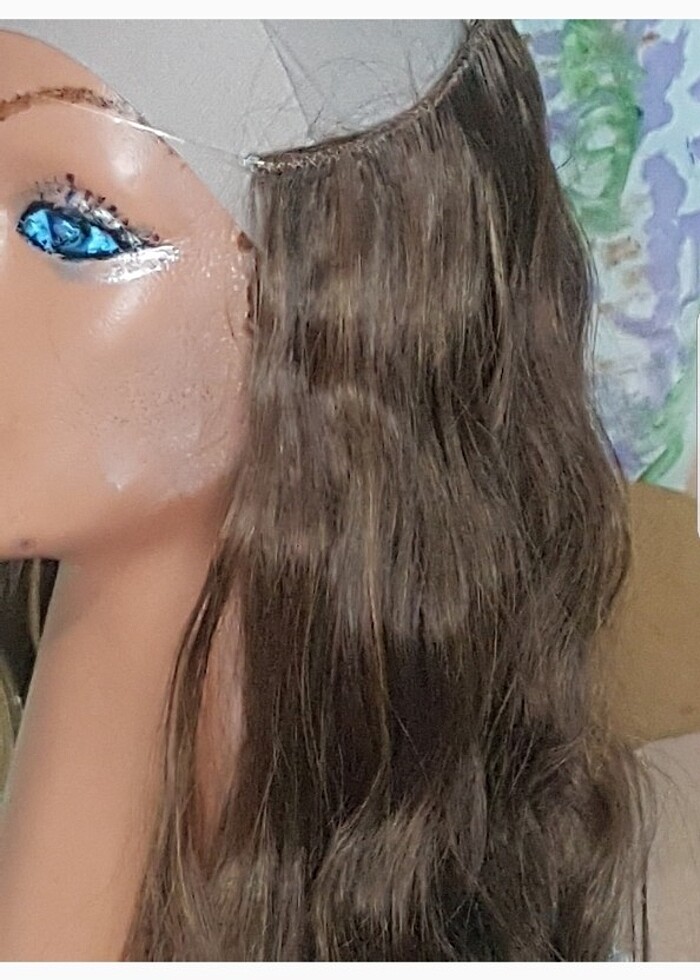 yarım ay misineli kumral peruk - Görsel 4