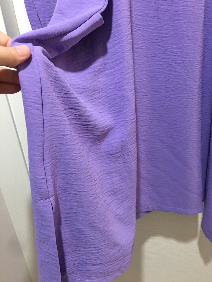 Mor Uzun Kollu Fermuarlı Kadın Tunik - Görsel 4