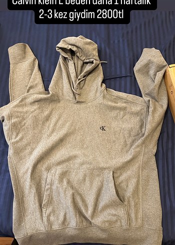 Calvin Klein Kapusonlu Gri Melanj Sweatshirt