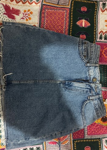Kadın Mavi Denim Mini Etek