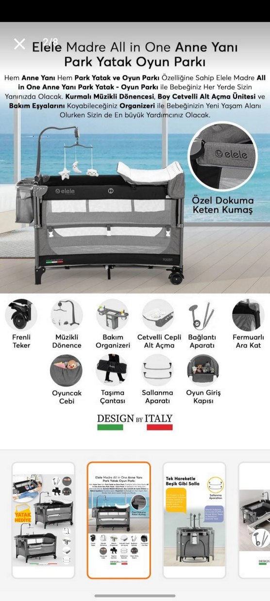 Gri Çok Fonksiyonlu Oyun Parkı ve Yatak - Görsel 2