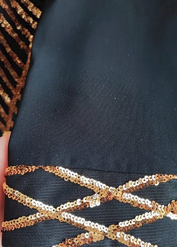 Boncuk İşlemeli Siyah Uzun Kadın Elbise - Görsel 4